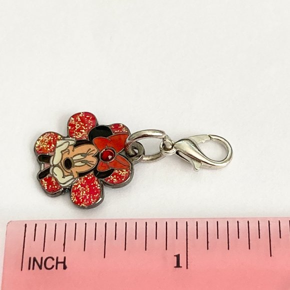 Vintage Disney Minnie Mouse Clip On Charm Zipper Pull Purse EnamelCrystal Signed - Picture 8 of 8